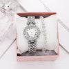 Women's Alloy Bracelet Watch With Round Dial Quartz Movement Single Folding Buckle Spiral Crown And Leisure Style