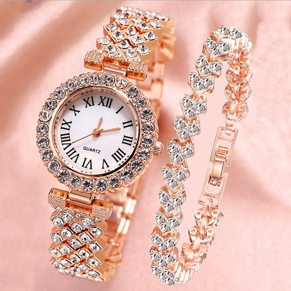 Women's Alloy Bracelet Watch With Round Dial Quartz Movement Single Folding Buckle Spiral Crown And Leisure Style