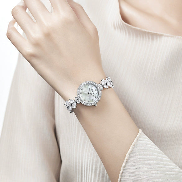 Women's Alloy Bracelet Watch With Round Dial Spiral Crown Jewelry Buckle Mineral Reinforced Mirror Feminine And Super Fairy Style