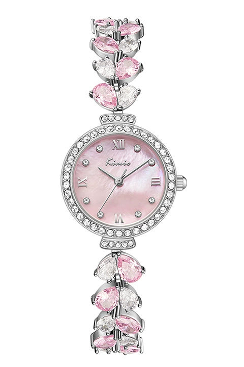 Women's Alloy Bracelet Watch With Round Dial Spiral Crown Jewelry Buckle Mineral Reinforced Mirror Feminine And Super Fairy Style