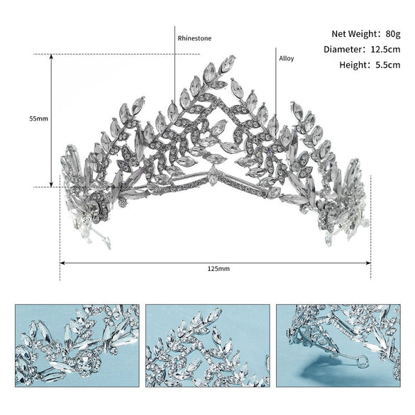 Women's Alloy Bridal Jewelry Baroque Rhinestone Headband With Olive Branch Pattern And Diamond Treatment