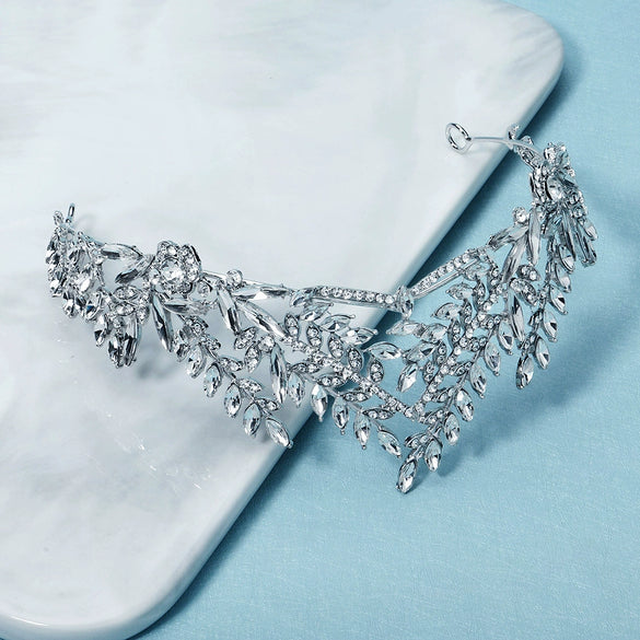 Women's Alloy Bridal Jewelry Baroque Rhinestone Headband With Olive Branch Pattern And Diamond Treatment
