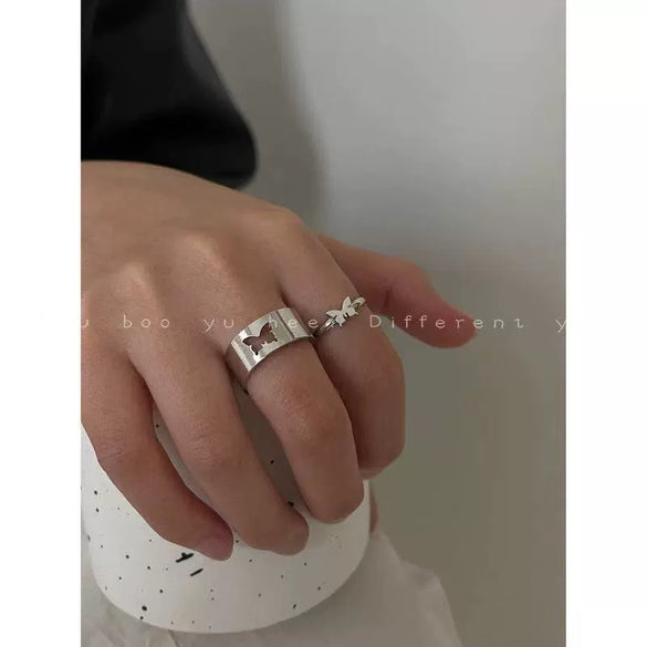 Women's Alloy Butterfly Open Adjustable Ring With Electroplated Finish Fashionable Trendy Design