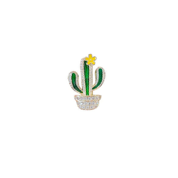Women's Alloy Cactus Flower Corsage Pin With Electroplating Treatment