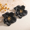 Women’s Alloy Camellia Flower Stud Earrings With Stainless Steel Ear Needles Electroplated Threedimensional Vintage Fashion Design