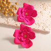 Women’s Alloy Camellia Flower Stud Earrings With Stainless Steel Ear Needles Electroplated Threedimensional Vintage Fashion Design