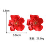 Women’s Alloy Camellia Flower Stud Earrings With Stainless Steel Ear Needles Electroplated Threedimensional Vintage Fashion Design