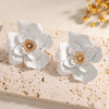 Women’s Alloy Camellia Flower Stud Earrings With Stainless Steel Ear Needles Electroplated Threedimensional Vintage Fashion Design