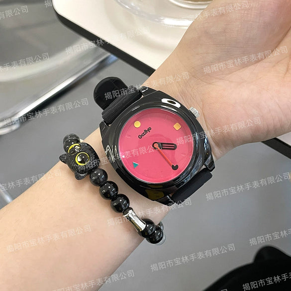 Women's Alloy Case And Silicone Strap Cartoon Style Round Dial Watch