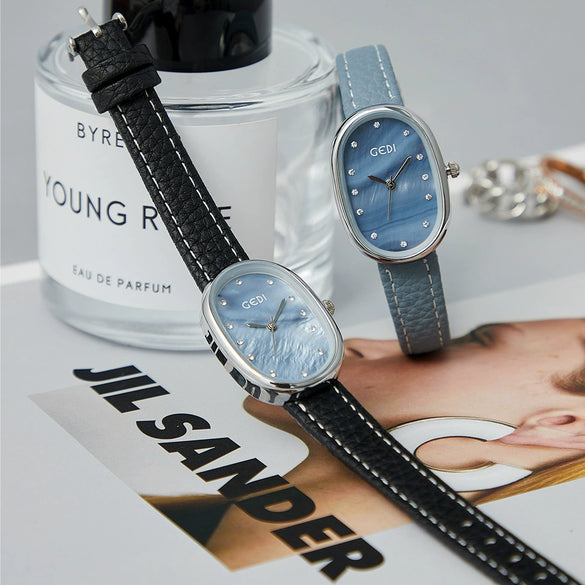 Women's Alloy Case Belt Strap Oval Quartz Casual Light Luxury Watch