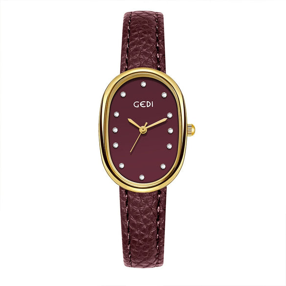 Women's Alloy Case Belt Strap Oval Quartz Casual Light Luxury Watch