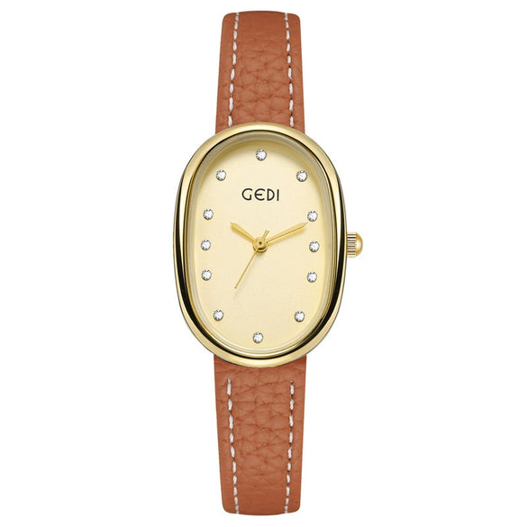 Women's Alloy Case Belt Strap Oval Quartz Casual Light Luxury Watch