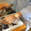 Women's Alloy Case Cloth Belt Round Dial Printed Logo Canvas Strap Leisure Watch