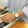 Women's Alloy Case Cloth Belt Round Dial Printed Logo Canvas Strap Leisure Watch