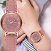 Women's Alloy Case Imitation Leather Strap Quartz Starry Rhinestone Round Dial Casual Watch