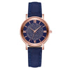 Women's Alloy Case Imitation Leather Strap Quartz Starry Rhinestone Round Dial Casual Watch