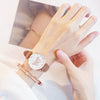 Women's Alloy Case Imitation Leather Strap Quartz Watch With Butterfly Dial And Star Bracelet Leisure Style