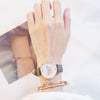 Women's Alloy Case Imitation Leather Strap Quartz Watch With Butterfly Dial And Star Bracelet Leisure Style