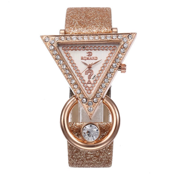 Women's Alloy Case Imitation Leather Strap Round Dial Quartz Watch With Stainless Steel Clasp And Frosted Strap