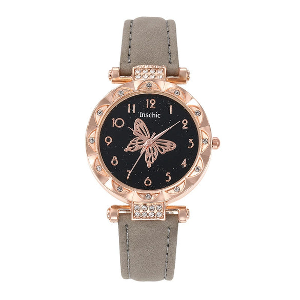Women's Alloy Case Imitation Leather Strap Round Dial Quartz Wrist Watch Leisure Style