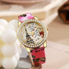 Women's Alloy Case Imitation Leather Strap Snake Pattern Digital Diamondset Round Dial Watch