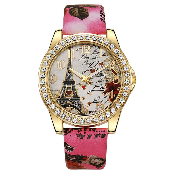 Women's Alloy Case Imitation Leather Strap Snake Pattern Digital Diamondset Round Dial Watch