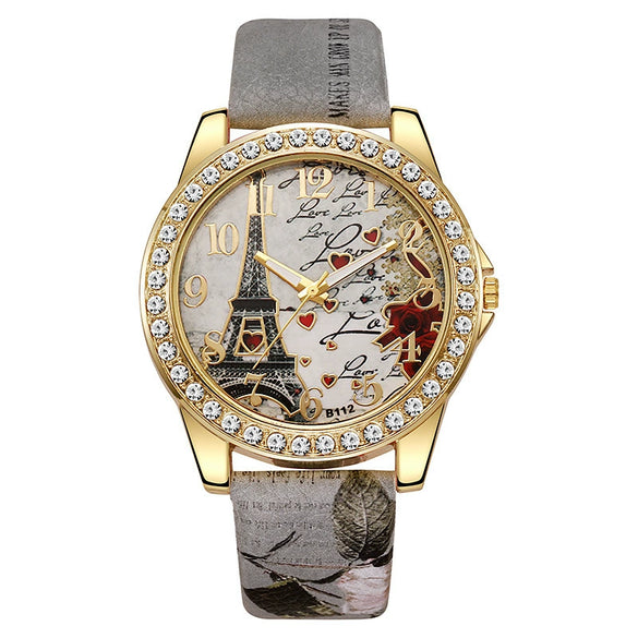 Women's Alloy Case Imitation Leather Strap Snake Pattern Digital Diamondset Round Dial Watch