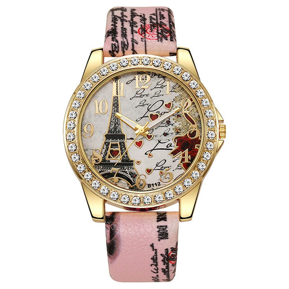 Women's Alloy Case Imitation Leather Strap Snake Pattern Digital Diamondset Round Dial Watch