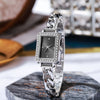 Women's Alloy Case Imitation Leather Strap Square And Round Dial Diamondencrusted Bracelet Watch Simple Retro And Leisure Style