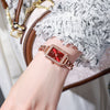 Women's Alloy Case Imitation Leather Strap Square And Round Dial Diamondencrusted Bracelet Watch Simple Retro And Leisure Style