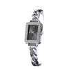 Women's Alloy Case Imitation Leather Strap Square And Round Dial Diamondencrusted Bracelet Watch Simple Retro And Leisure Style