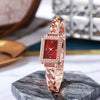 Women's Alloy Case Imitation Leather Strap Square And Round Dial Diamondencrusted Bracelet Watch Simple Retro And Leisure Style