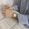 Women's Alloy Case Imitation Leather Strap Stainless Steel Clasp Round Dial Leisure Style Watch