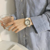 Women's Alloy Case Imitation Leather Strap Stainless Steel Clasp Round Dial Leisure Style Watch