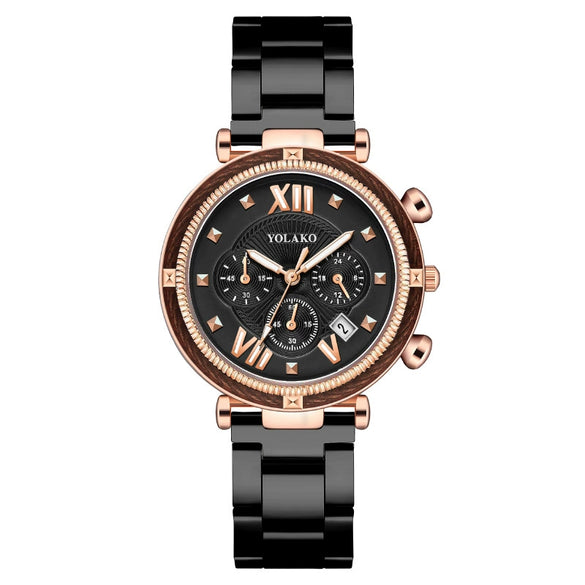 Women's Alloy Case Metal Strap Quartz Watch With Round Dial And Fashion Style