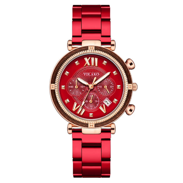 Women's Alloy Case Metal Strap Quartz Watch With Round Dial And Fashion Style