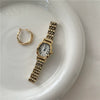 Women's Alloy Case Ordinary Glass Mirror Fashion Barrel Roman Dial Steel Band Bracelet Watch
