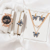 Women's Alloy Case Ordinary Glass Mirror Imitation Leather Strap Round Dial Leisure Style Watch And Bracelet Necklace Suit
