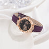 Women's Alloy Case Ordinary Glass Mirror Imitation Leather Strap Round Dial Leisure Style Watch And Bracelet Necklace Suit