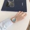 Women's Alloy Case Ordinary Glass Mirror Leisure Style Gipsophila Wristwatch