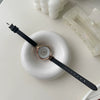 Women's Alloy Case Ordinary Glass Mirror Leisure Style Round Thin Strap Watch