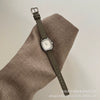 Women's Alloy Case Ordinary Glass Mirror Medieval Style Square Watch