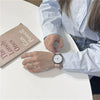 Women's Alloy Case Ordinary Glass Mirror Pointer Quartz Watch With Simple Elegant White Belt And Leisure Style