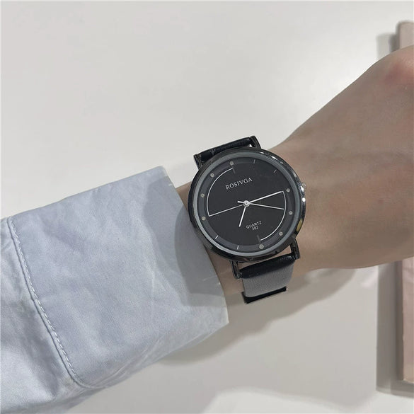 Women's Alloy Case Ordinary Glass Mirror Pointer Quartz Watch With Simple Elegant White Belt And Leisure Style