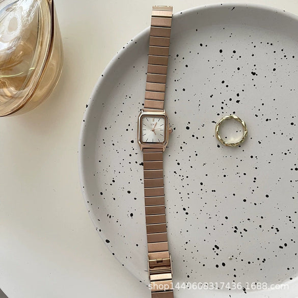 Women's Alloy Case Ordinary Glass Mirror Silver Chain Square Leisure Style Watch