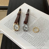 Women's Alloy Case Oval Small Dial Retro Quartz Belt Watch With Ordinary Glass Mirror