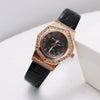 Women's Alloy Case Pu Strap Quartz Watch With Rhombus Dial And Spiral Crown In Leisure Style