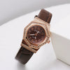 Women's Alloy Case Pu Strap Quartz Watch With Rhombus Dial And Spiral Crown In Leisure Style