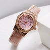 Women's Alloy Case Pu Strap Quartz Watch With Rhombus Dial And Spiral Crown In Leisure Style