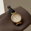 Women's Alloy Case Pu Strap Round Dial Quartz Leisure Vintage Artistic Light Luxury Watch